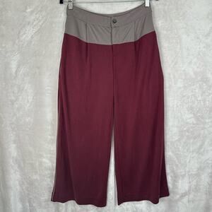 Free People Pants Womens 0 Gray Maroon Wide Leg Pockets Stretch Mid Rise Boho